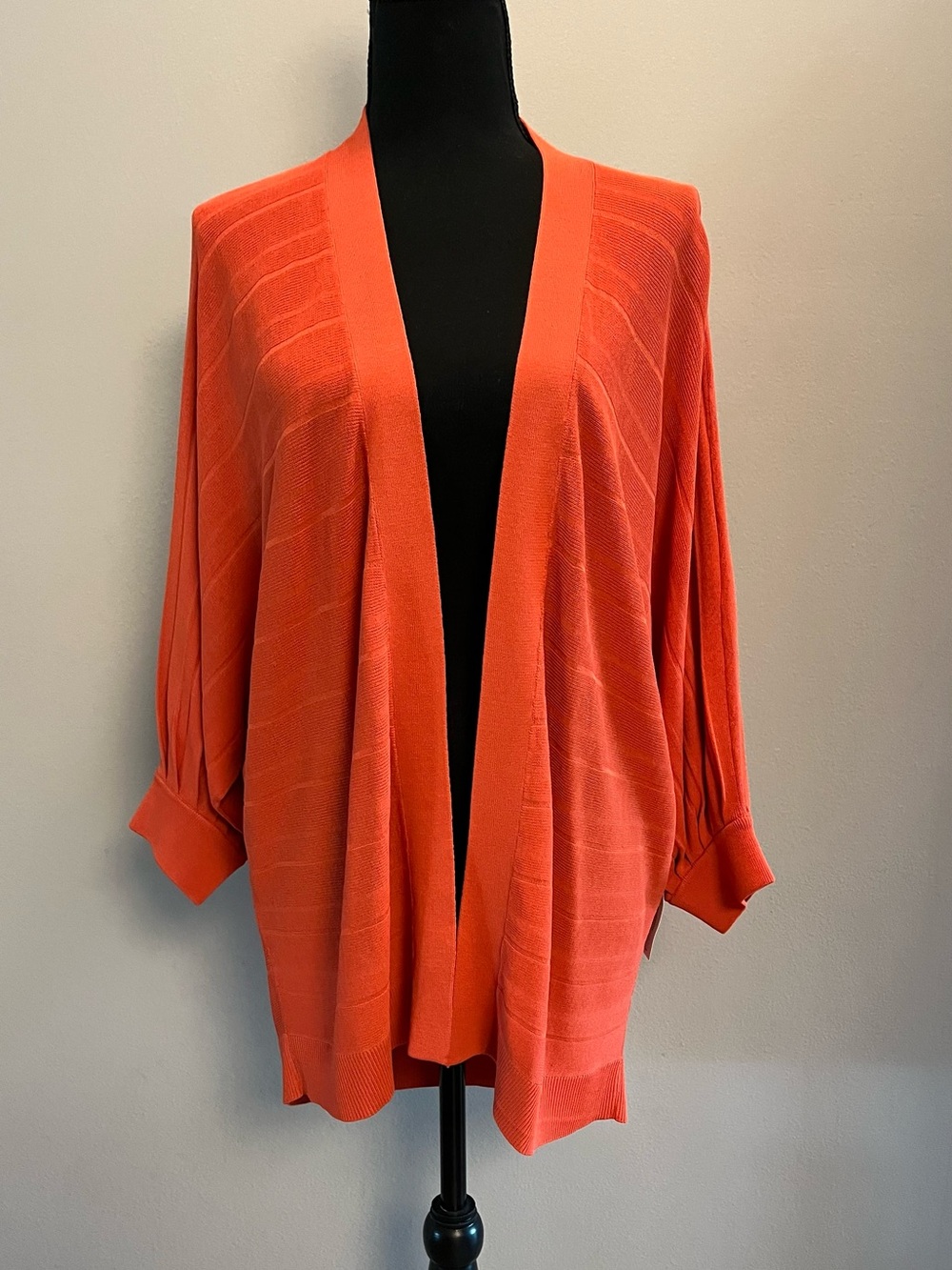 Chico’s Faux Pleat Open-Front Women's Cardigan Sweater in Orange Spice